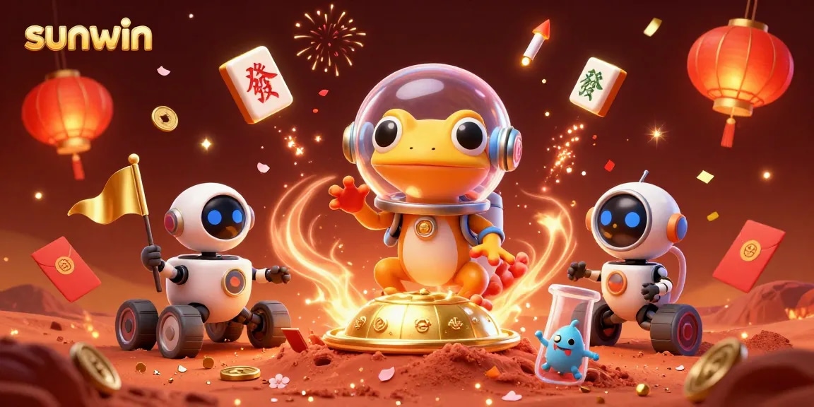 Experience the excitement of sunwin with a Martian gecko and casino treasures.