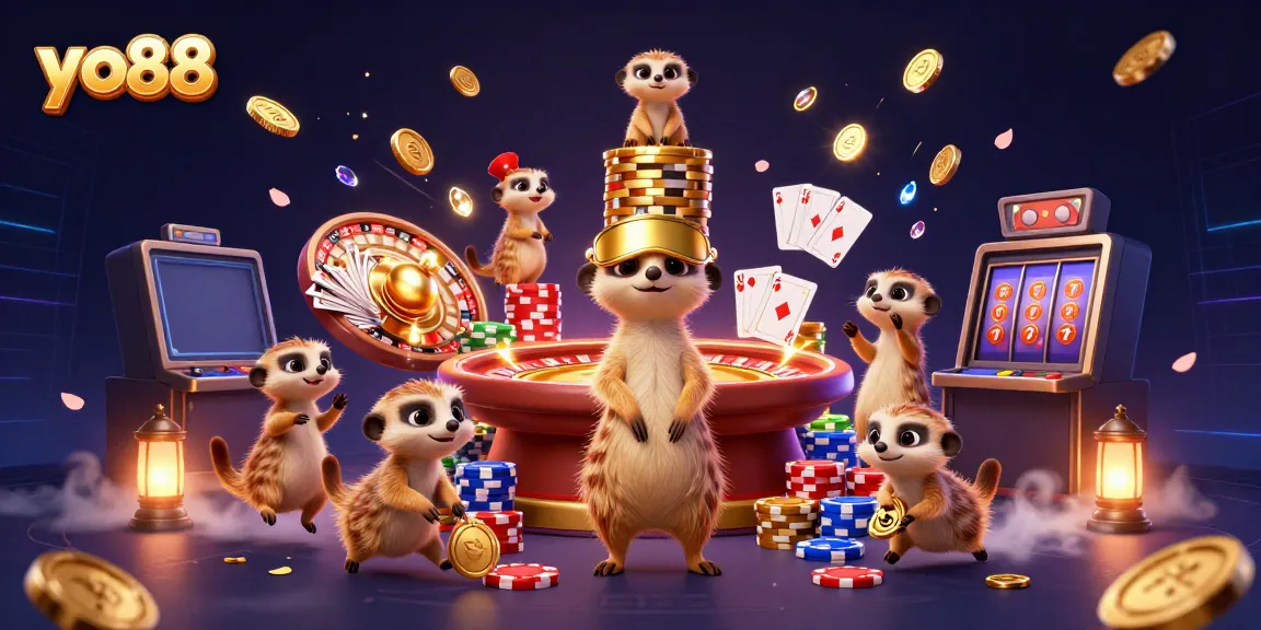 Experience high-energy gaming at yo88 with meerkats managing lively casino action.