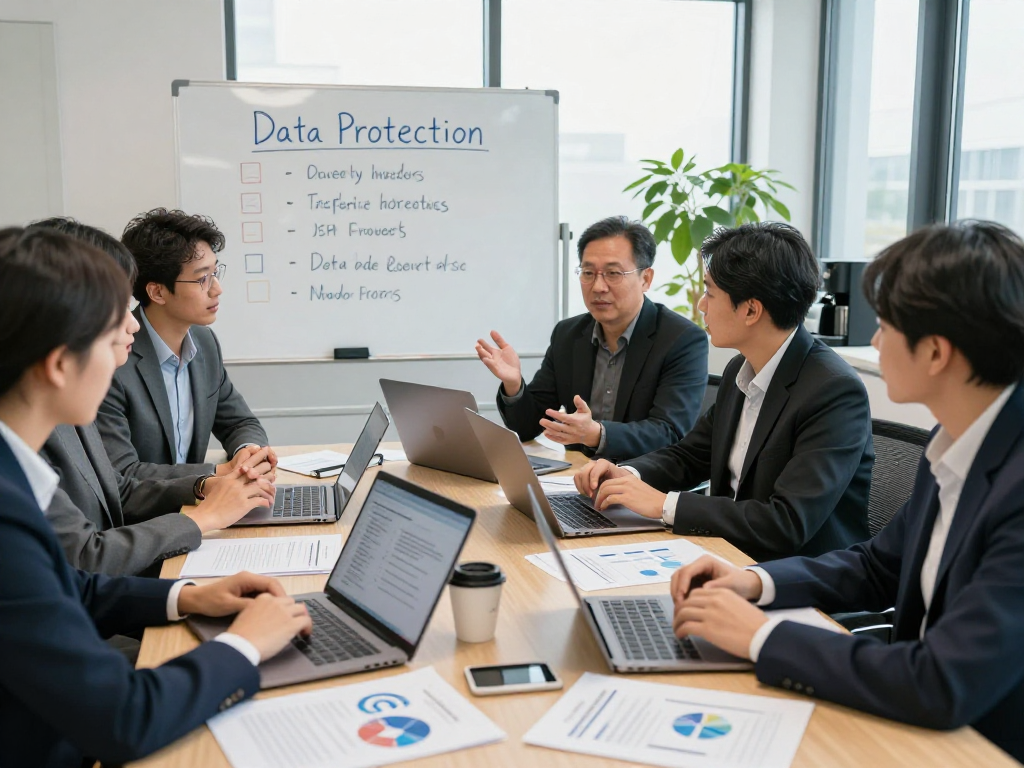 Moderne Büro-Szene auf der Startseite von MUNAS, Experten für Datenschutz im Gespräch.