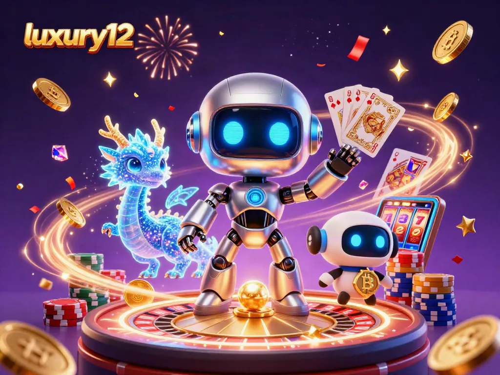 Experience luxury12's thrilling gaming atmosphere with a vibrant 3D casino scene filled with exciting action.
