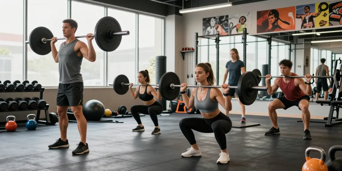 Personen im Fitnessstudio beim Training mit Deus Medical Produkten für Muskelaufbau und Fitnesssteigerung.