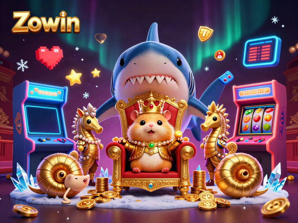 Zowin brings thrilling gaming to life with a vibrant illustration featuring a golden hamster king amidst casino elements.