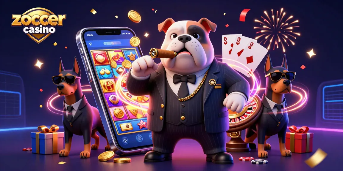 Zoccer casino illustration showcasing luxury and gaming excitement with animated casino elements.
