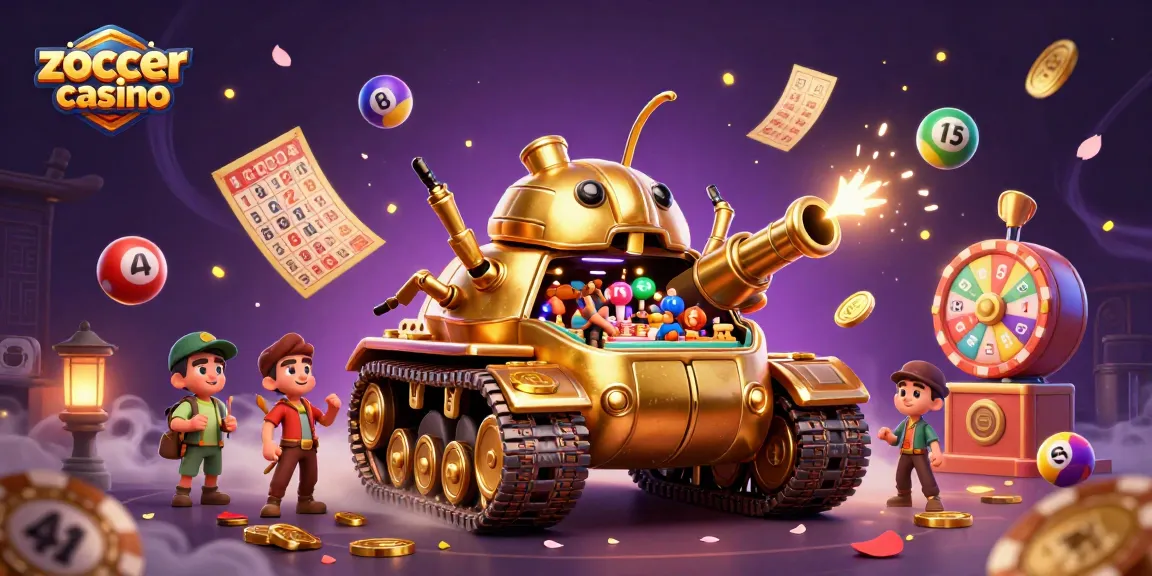 Zoccer casino brings players excitement with a giant golden beetle tank filled with mini games and lottery fun.
