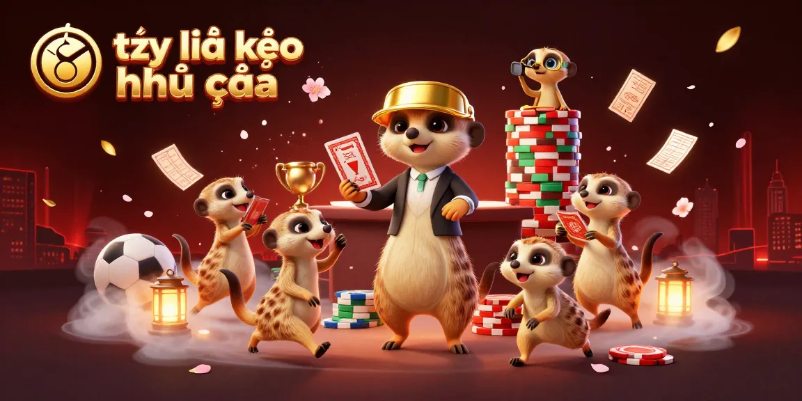 Tỷ lệ kèo nhà cái illustrated with meerkats managing an exciting sports betting operation.