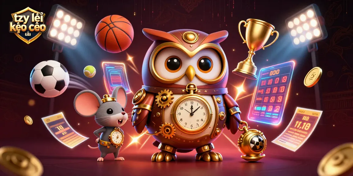 Experience the excitement of tỷ lệ kèo nhà cái with dynamic sports betting elements and vibrant 3D characters.