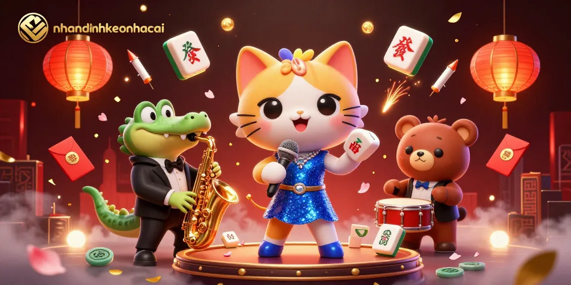 nhandinhkeonhacai showcases lively casino characters amidst vibrant gambling elements