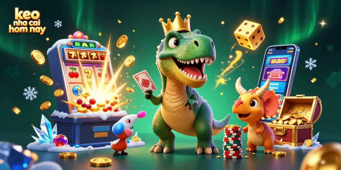 Engage with thrilling moments of keo nha cai hom nay featuring a T-Rex at a casino with golden chips.